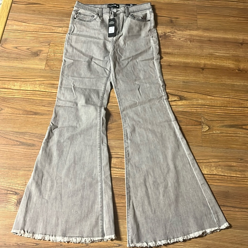 Fashion Nova Gray Rodeo Star Flare Jeans